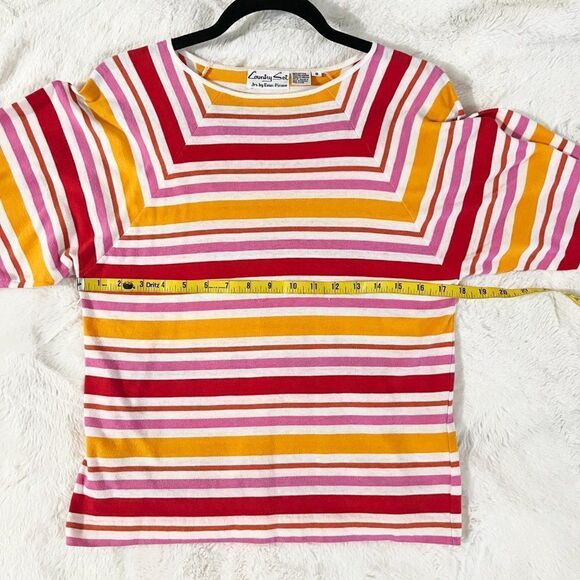 Vintage Country Set Jrs by Evan-Picone Pink Red Orange Mod Striped Shirt - Picture 7 of 8